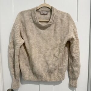 Everlane The Cocoon Crew in Alpaca Sweater XS Light Gray Beige Neutral